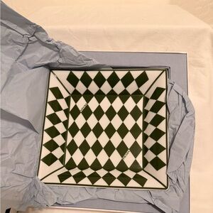 Prada Green White Checkerboard Porcelain Large Catchall Tray NIB Great Gift